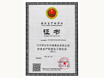安全生產(chǎn)標準化三級證書(2018.2)